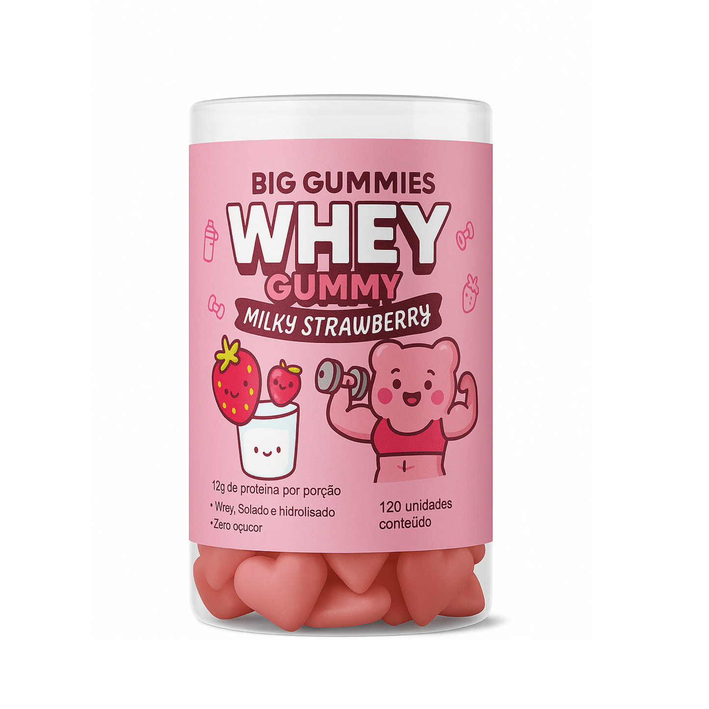 Gummy Whey ( Morango Cremoso ) 120 gummies