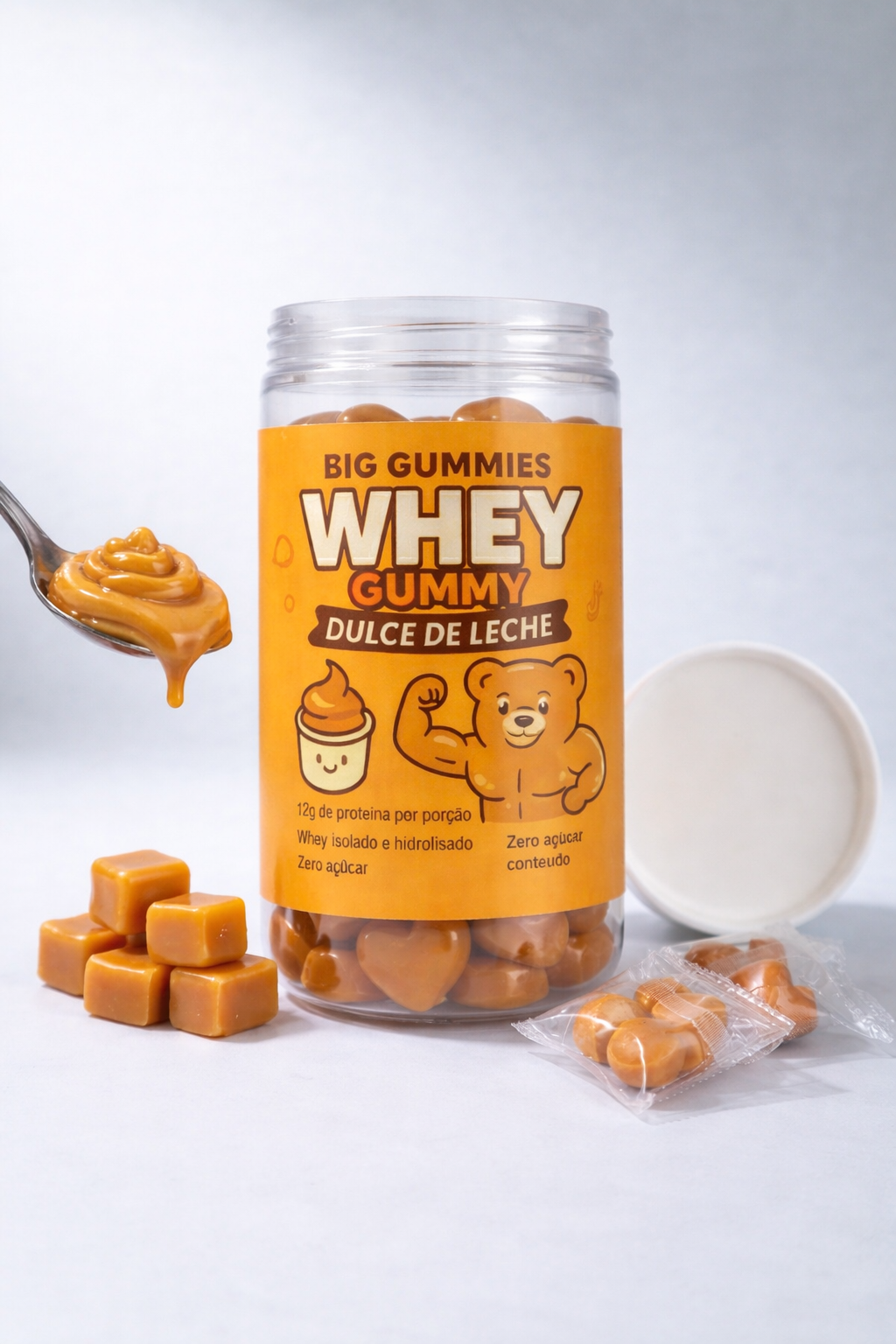 BIG GUMMY WHEY DOCE DE LEITE 120 GOMAS 4 GOMAS POR DOSE 1 POTE